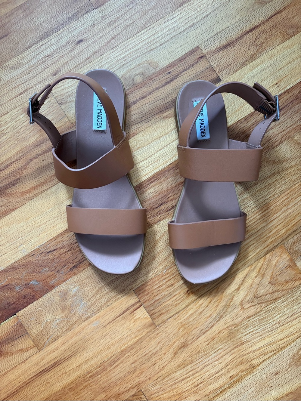 Steve Madden Women's Tan Double-Strap Slingback Sandals